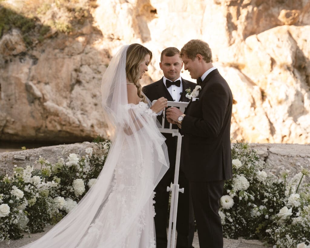 Couple exchanging vows in Sicily