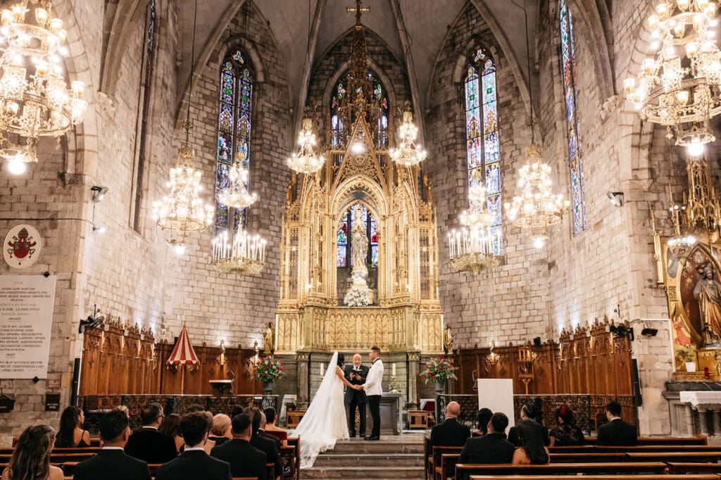 Religious wedding ceremony in a church in Spain