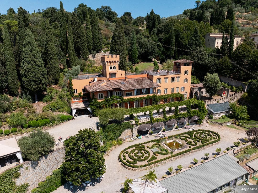 Romantic outdoor destination wedding venue with landscaped gardens
