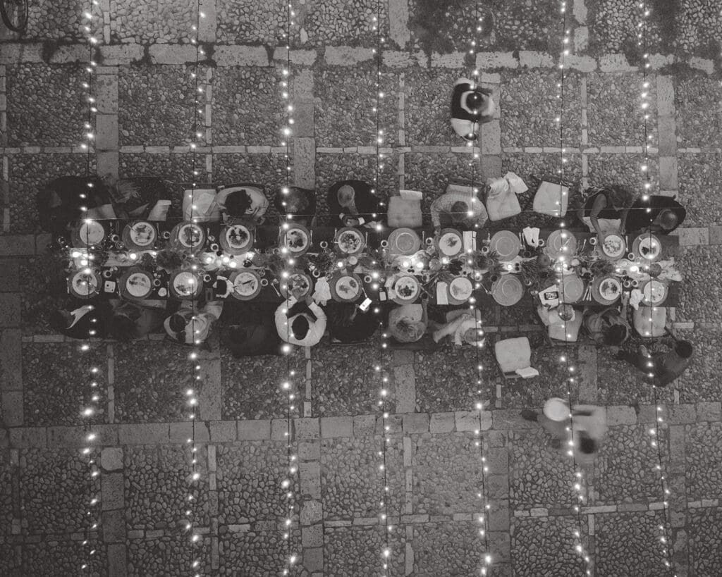 Intimate destination wedding dinner under the stars